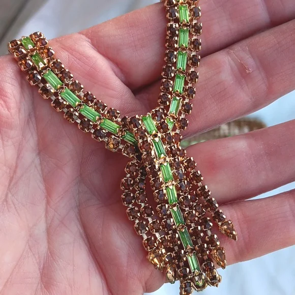 ALICE CAVINESS PARURE URANIUM GLASS 12K GOLD FILLED SET - Picture 4 of 12